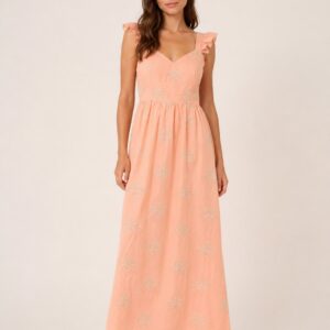 Vestido Laranja Detalhe Laise