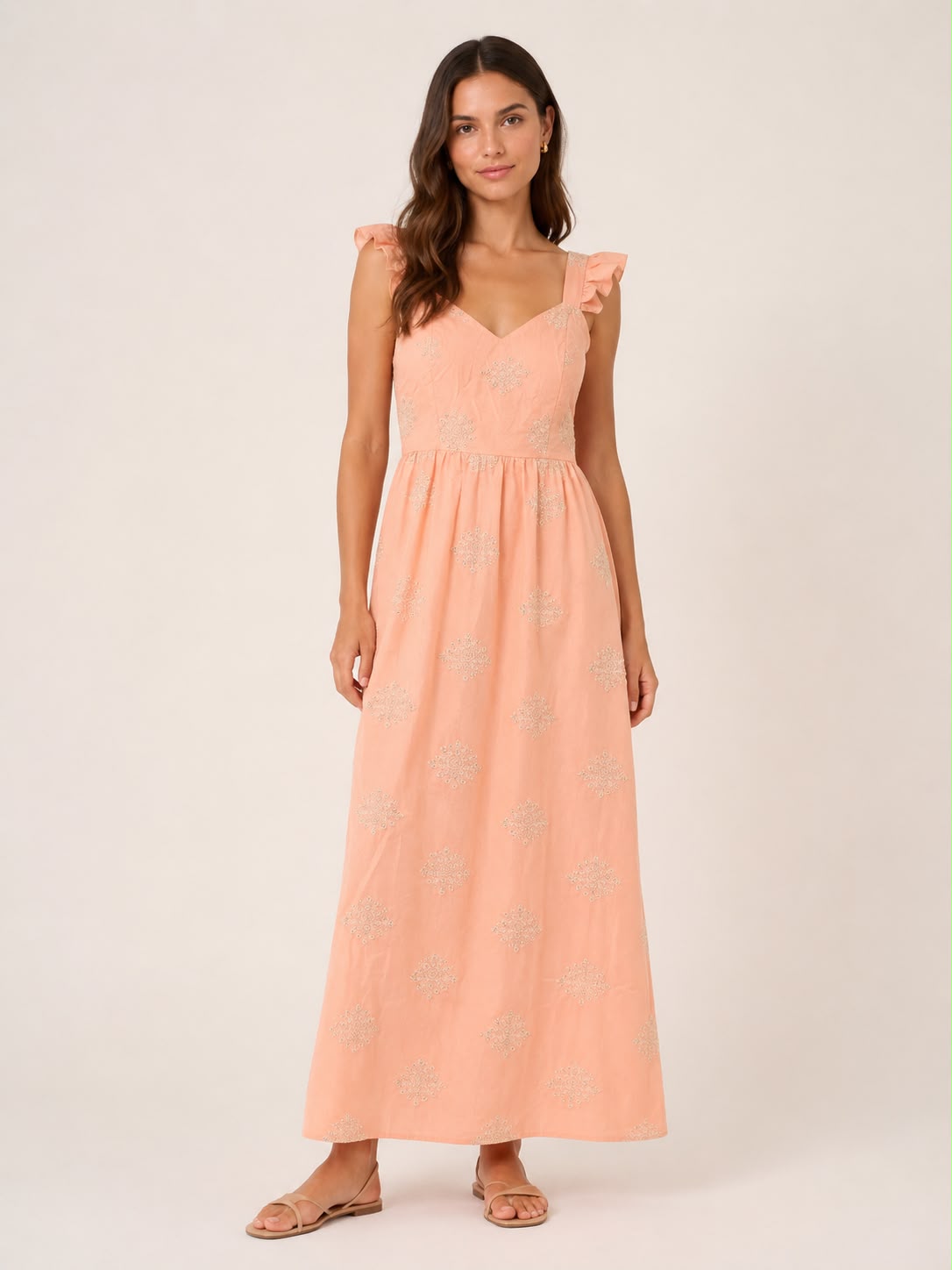 Vestido Laranja Detalhe Laise
